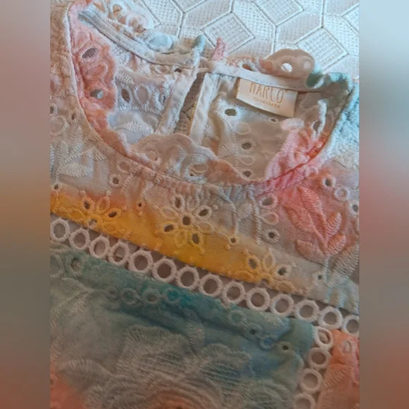 Marlo Girls Size 14 Cotton Eyelet Tiered Dress - Picture 2 of 5